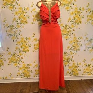 NWT Pleated Surplice Maxi Dress orange size L
